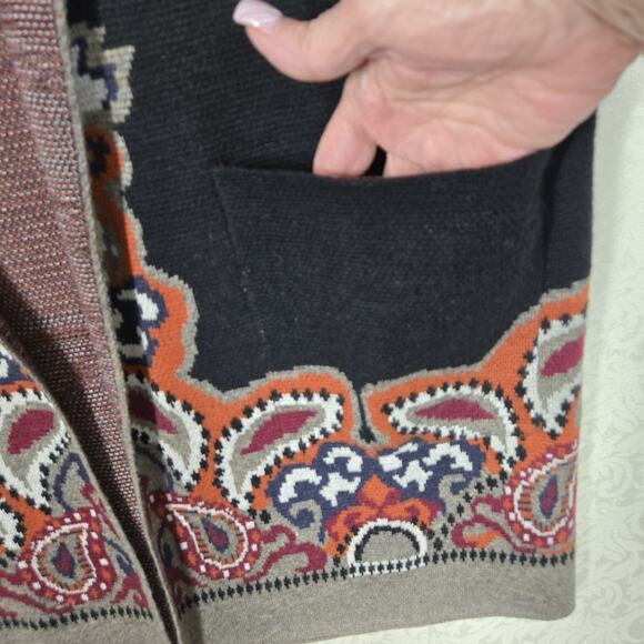 Max Sport Hooded Longline Cardigan XL Black Orange Open Front Pockets $368 SRP - Picture 6 of 16